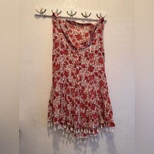 Poupette St. Barth Red and White Floral Dress